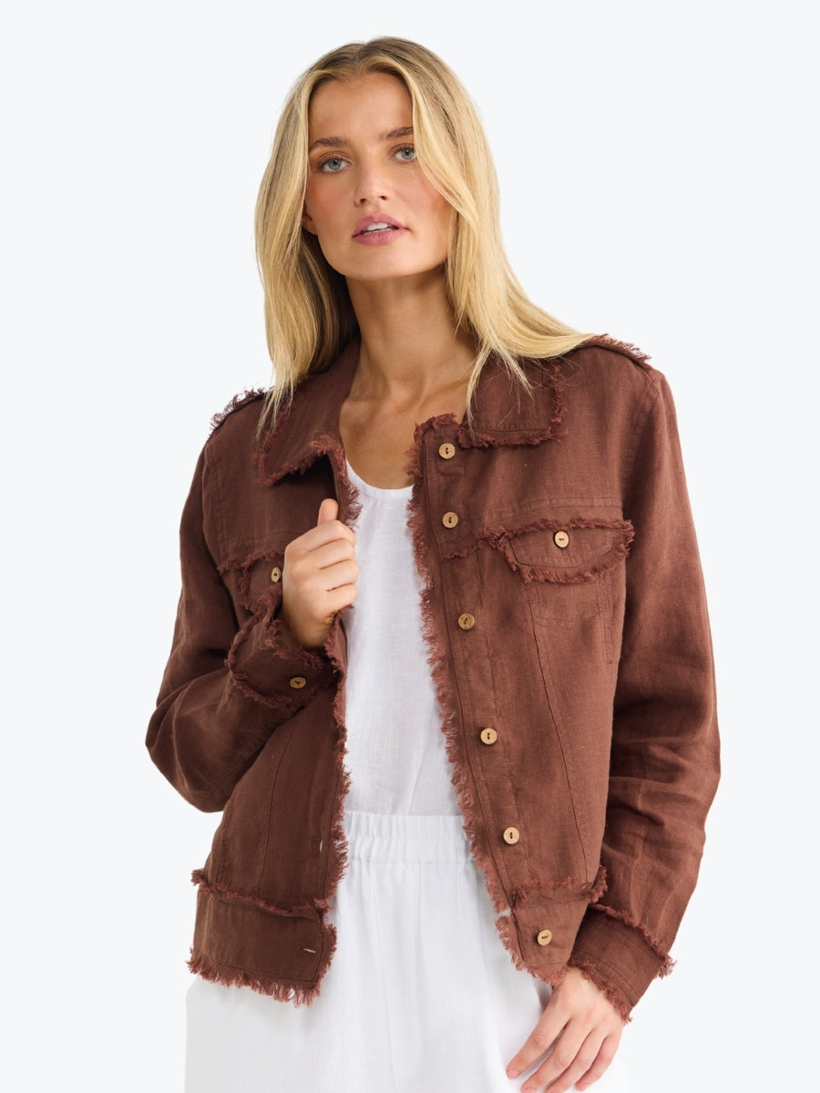 The Shanty Monza Jacket | Chocolate Linen