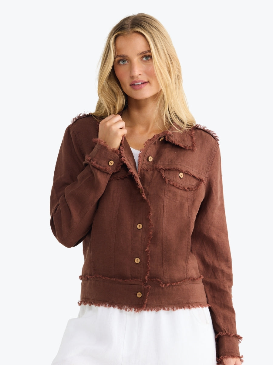 The Shanty Monza Jacket | Chocolate Linen