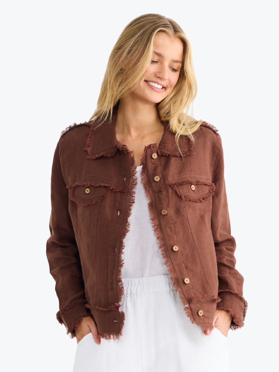 The Shanty Monza Jacket | Chocolate Linen