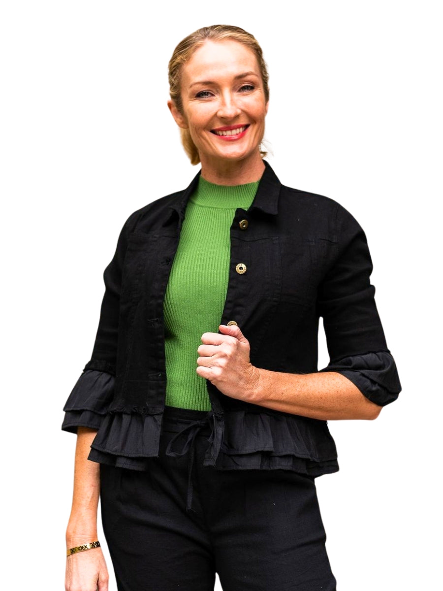 Jolie Saule Frill Denim Jacket