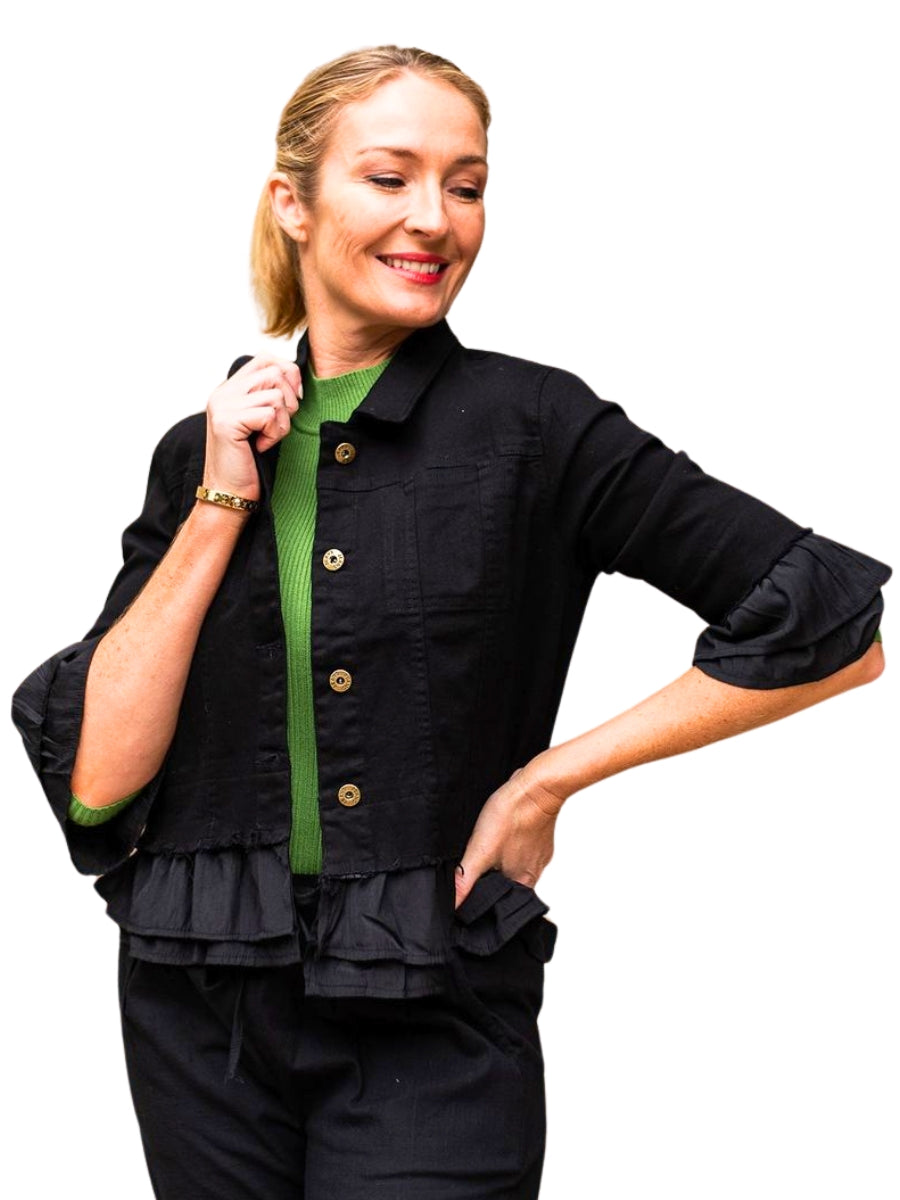 Jolie Saule Frill Denim Jacket