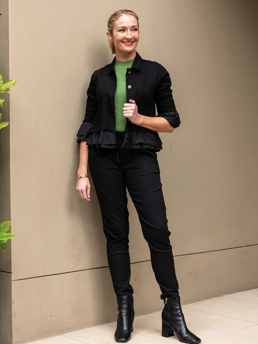 Jolie Saule Frill Denim Jacket