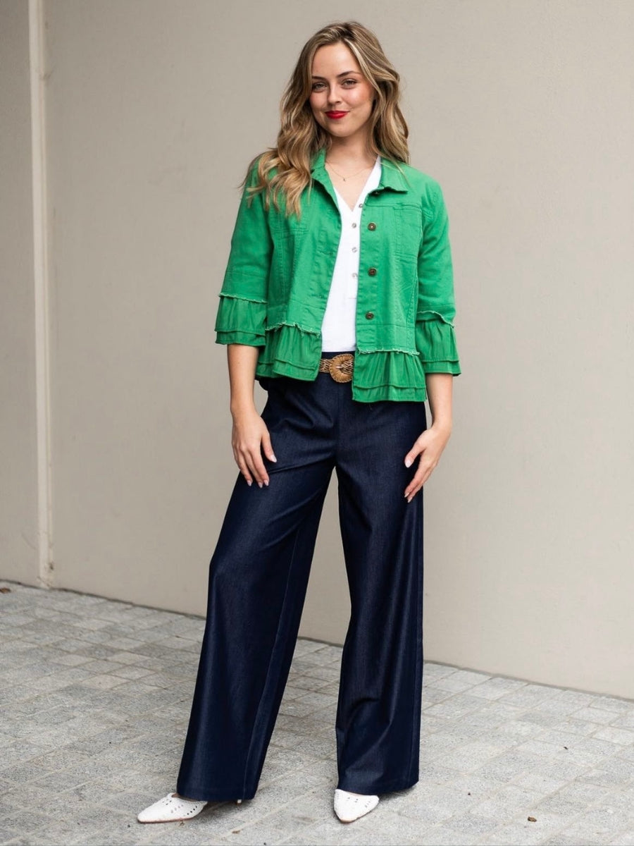 Jolie Saule Frill Denim Jacket