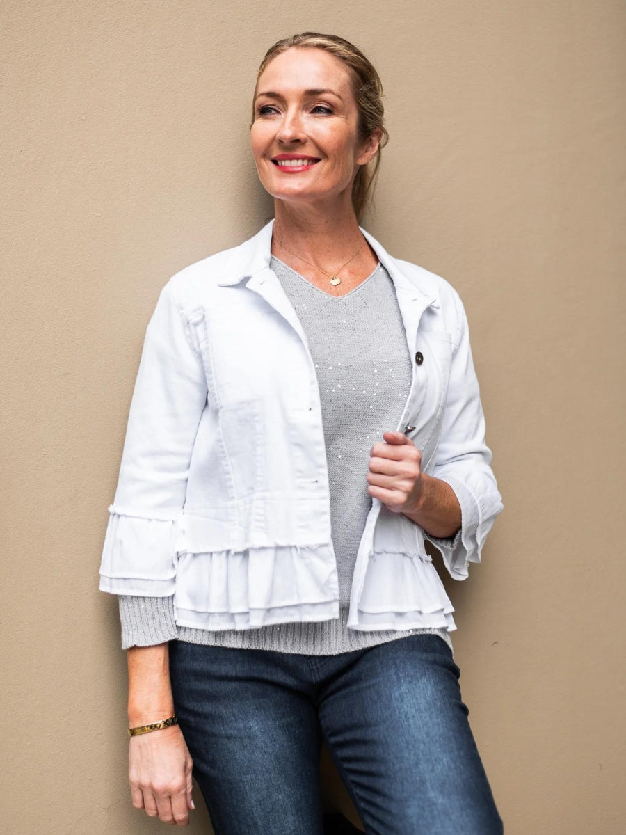Jolie Saule Frill Denim Jacket