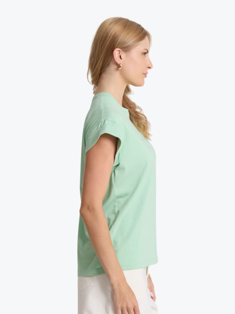 Stella + Gemma Cuff Sleeve Embroidered Logo Tee