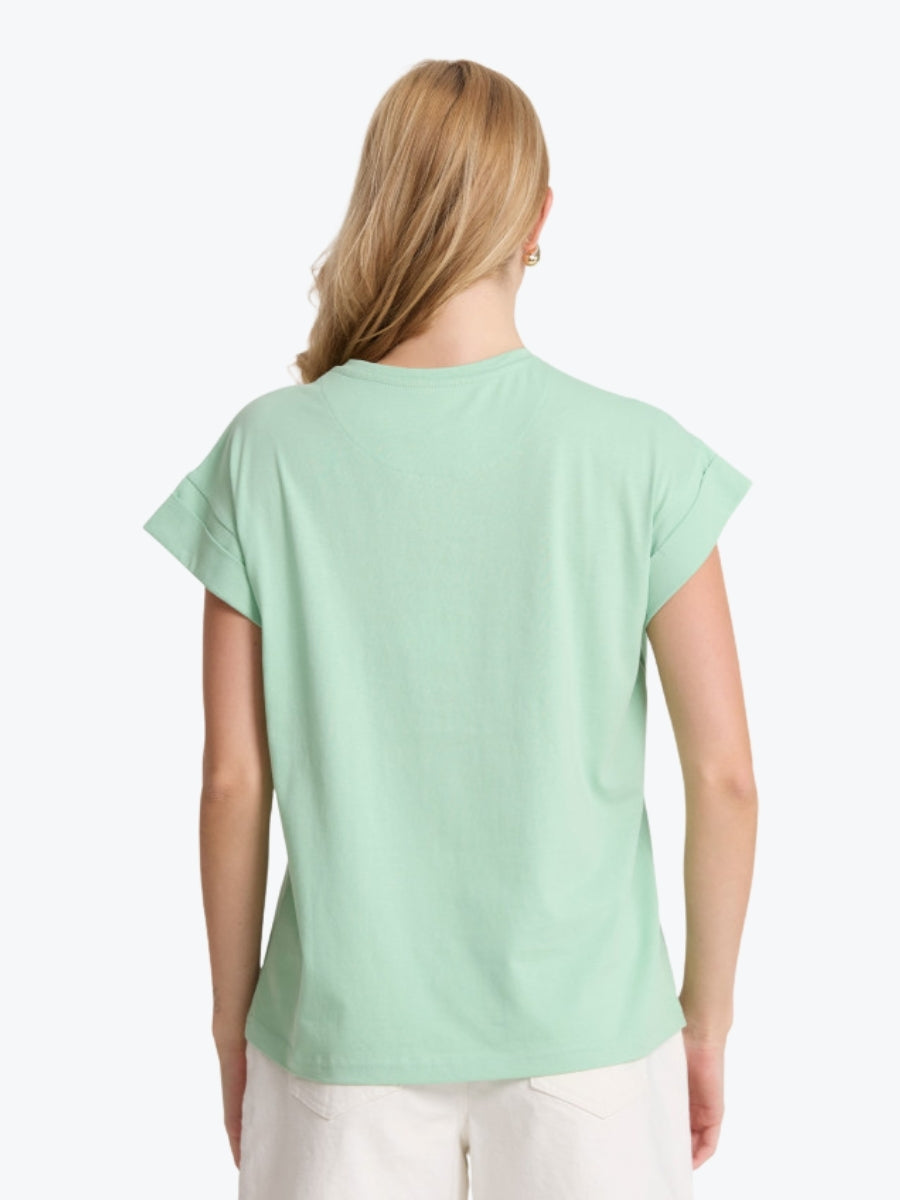 Stella + Gemma Cuff Sleeve Embroidered Logo Tee