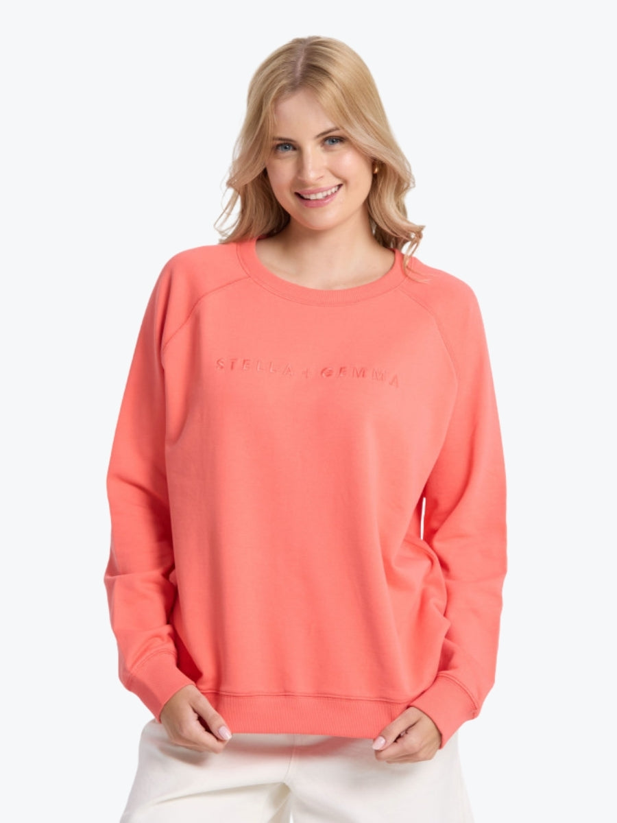 Stella + Gemma Classic Logo Sweater in Coral