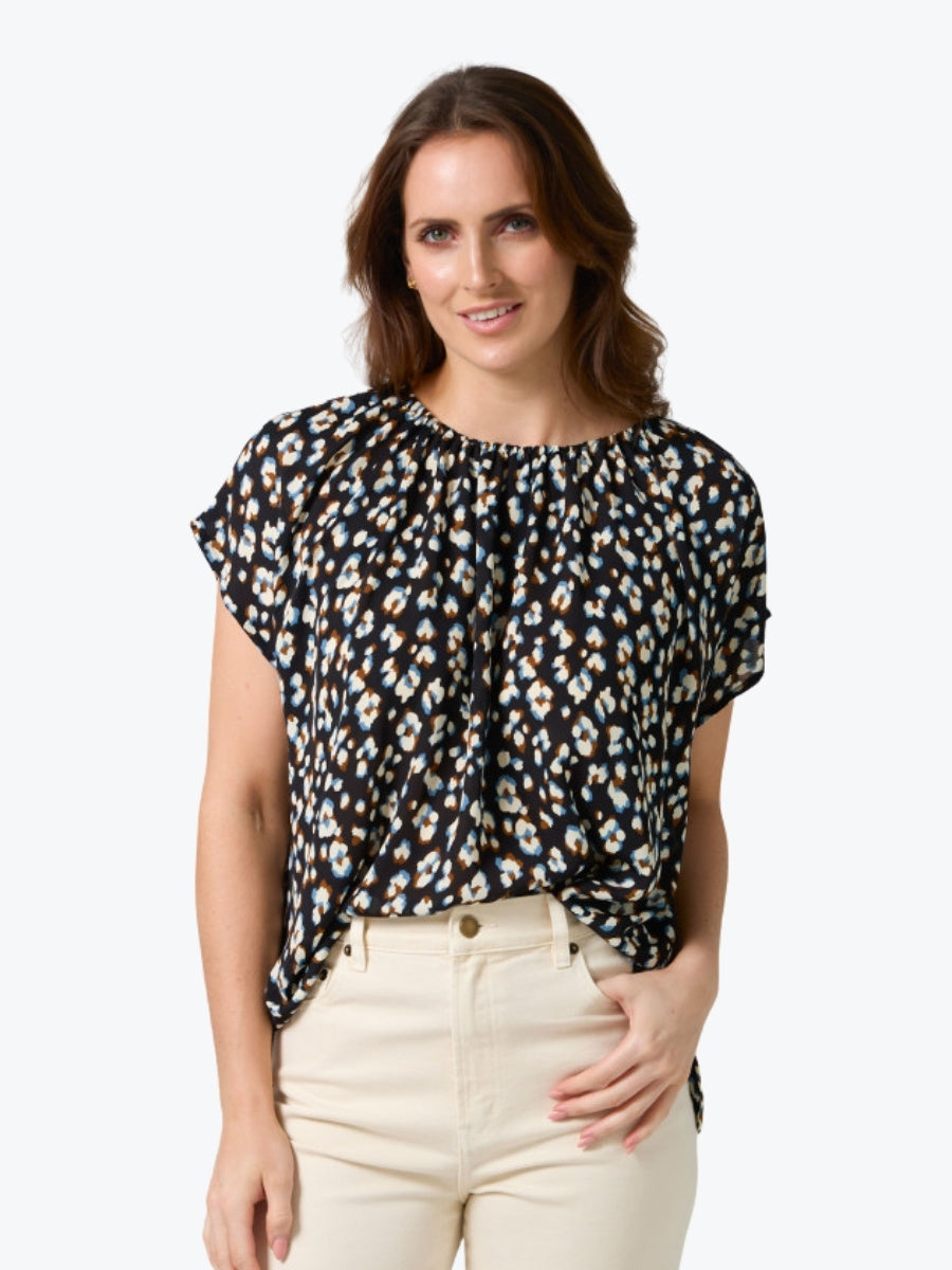Stella + Gemma Clio Blouse in Navy Leopard