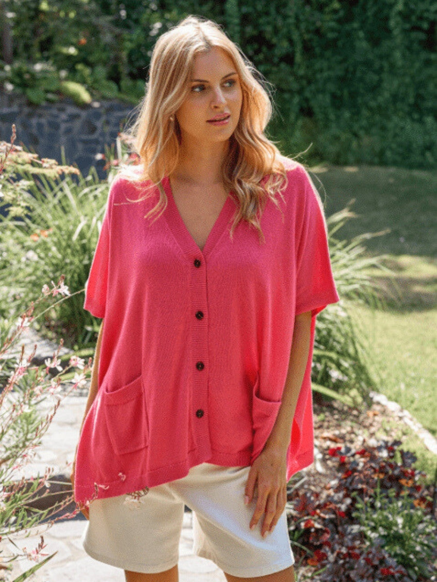 Stella + Gemma Elliot Cardigan in Raspberry