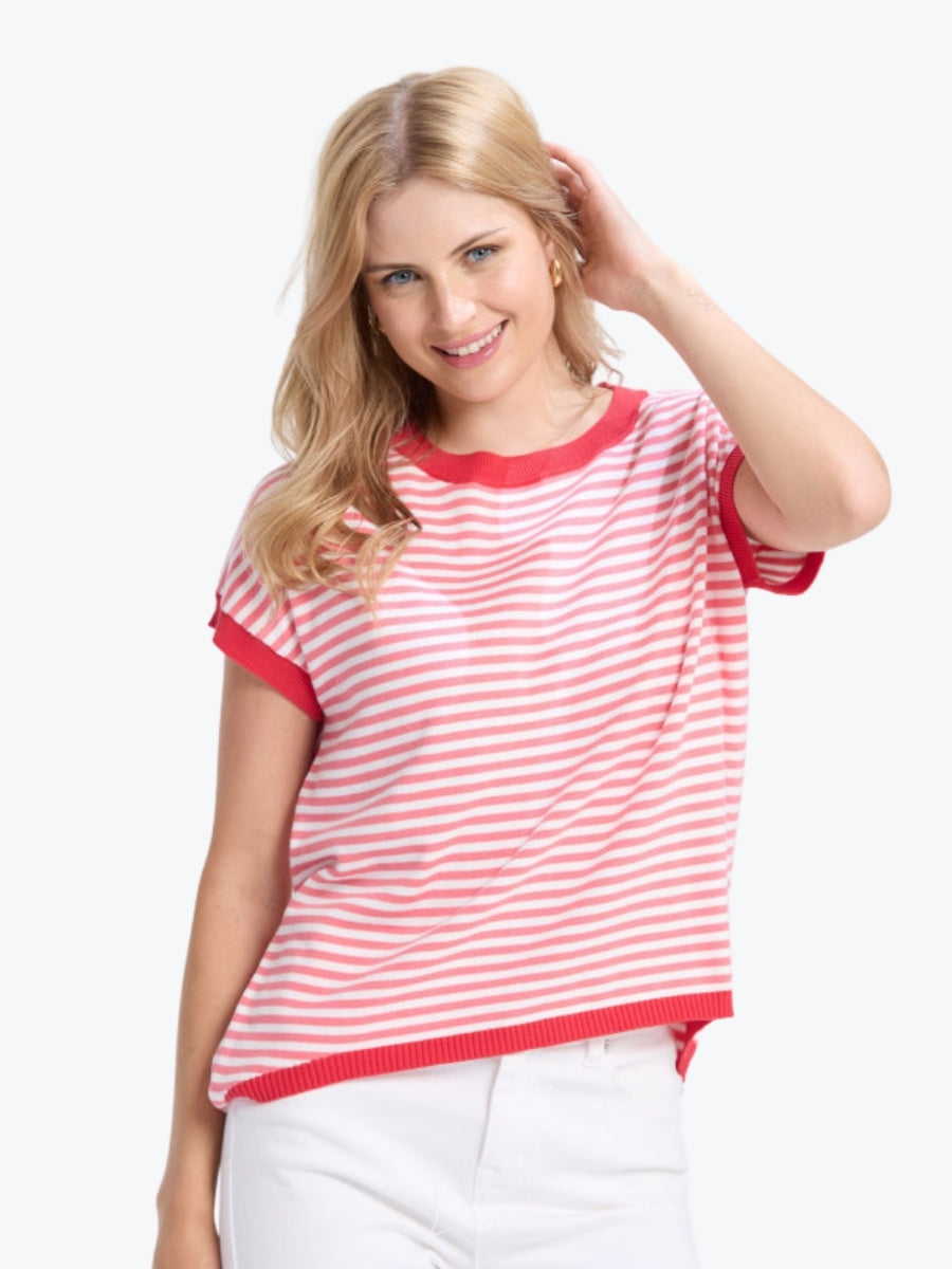 Stella + Gemma Laneway Top in Pink Stripe