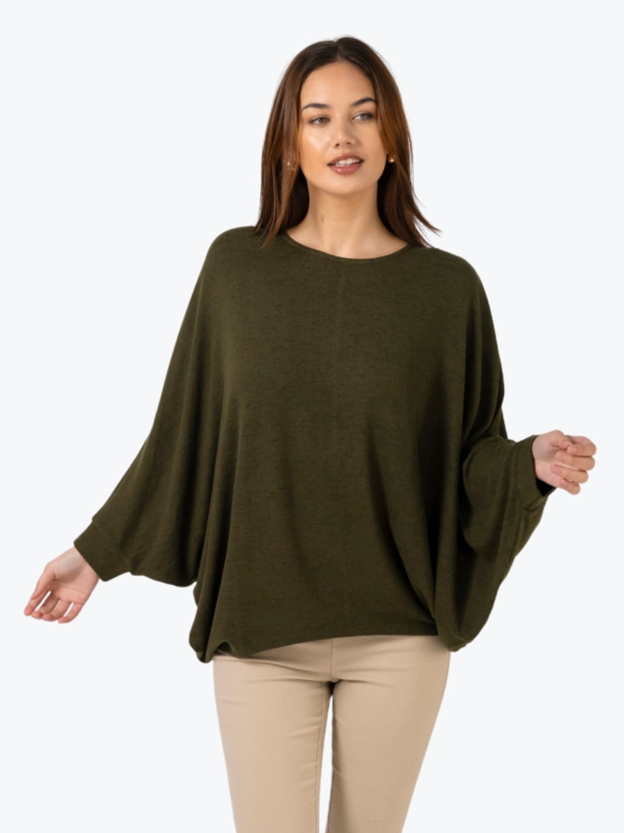 Stella + Gemma Sable Batwing Top in Khaki