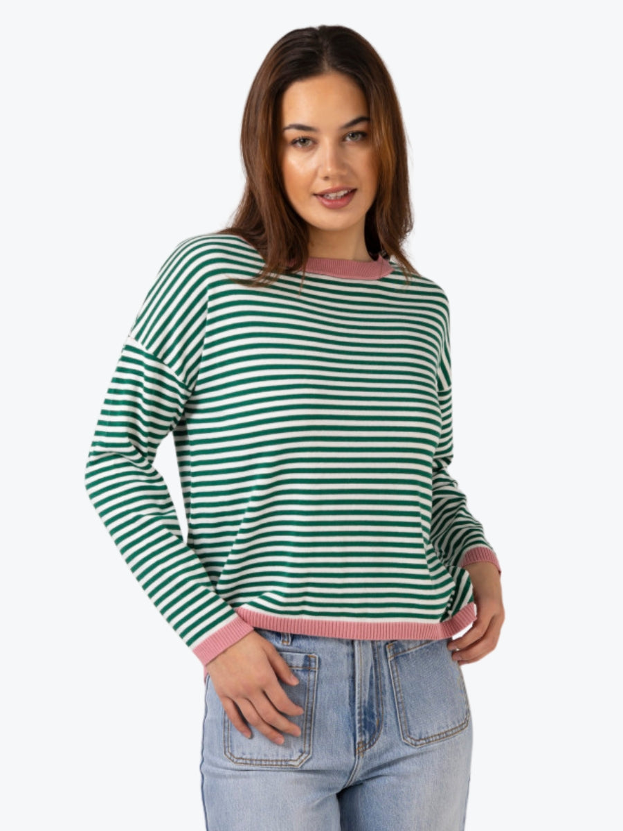 Stella + Gemma Street Jumper in Emerald Stripe