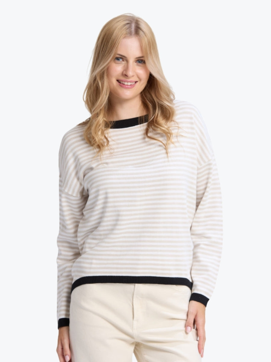 Stella + Gemma Street Top in Beige Stripe