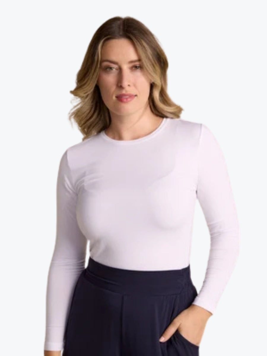 Tani High Neck Long Sleeve Top | White