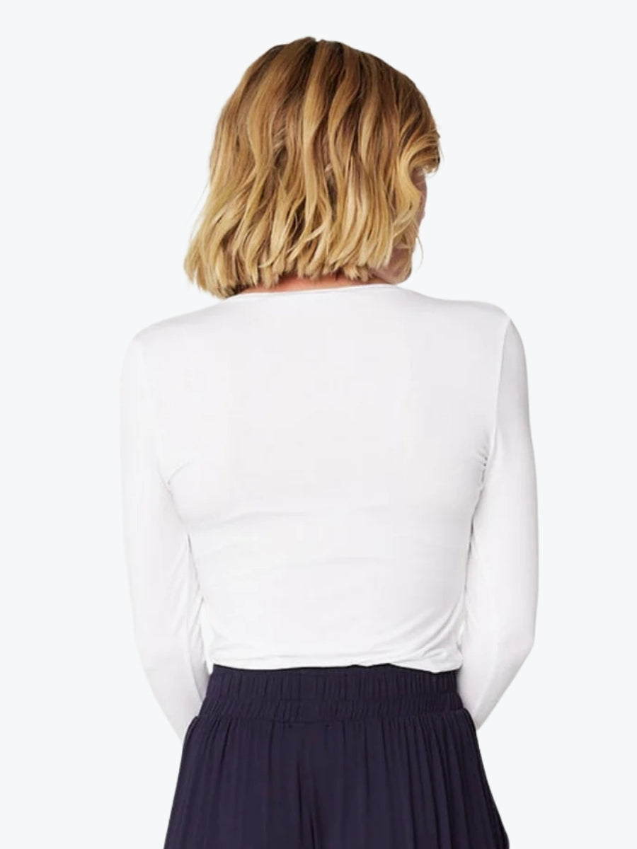 Tani High Neck Long Sleeve Top | White