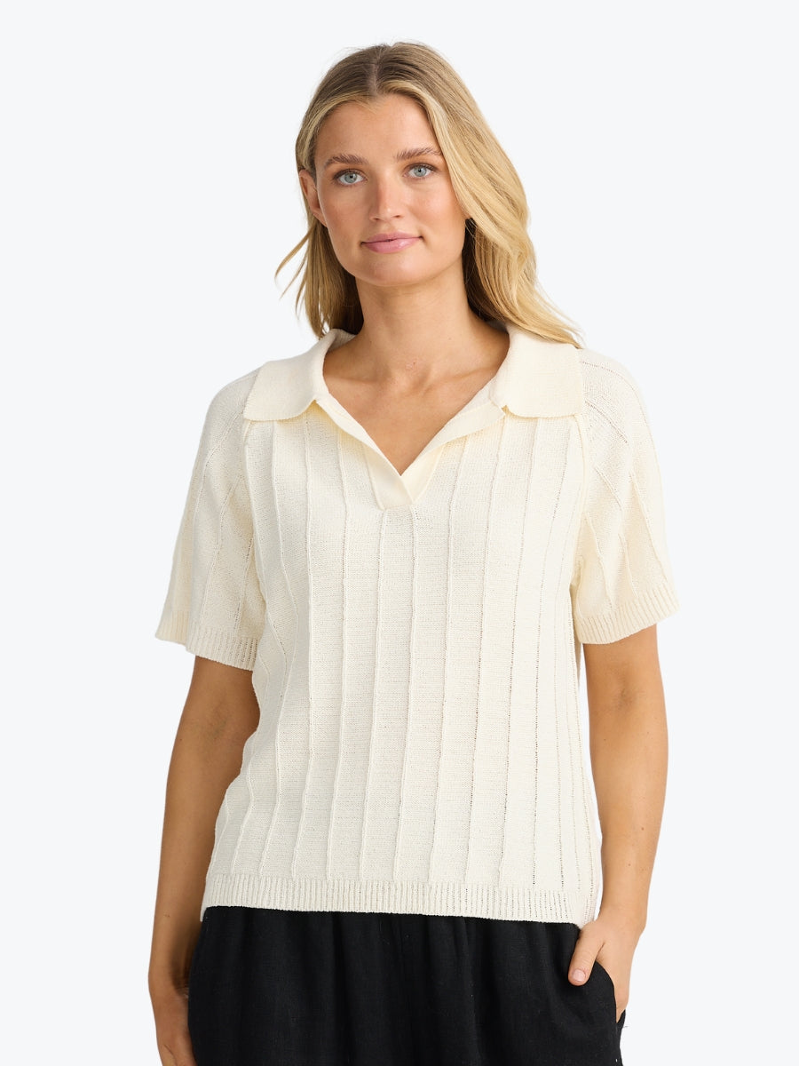 The Shanty Corporation Emmi Knit Tee in Off White