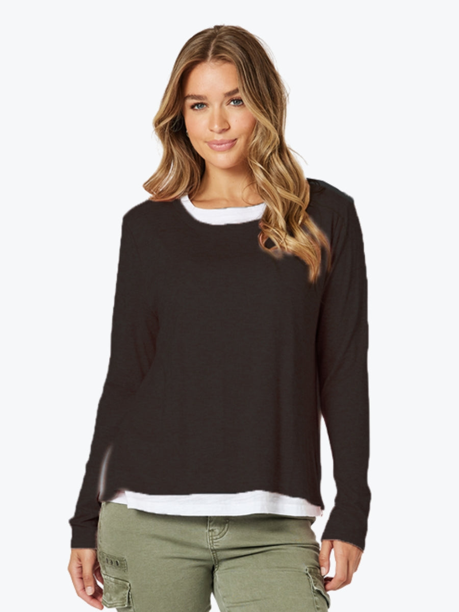 Threadz Alice 2in1 Knit Top in Black
