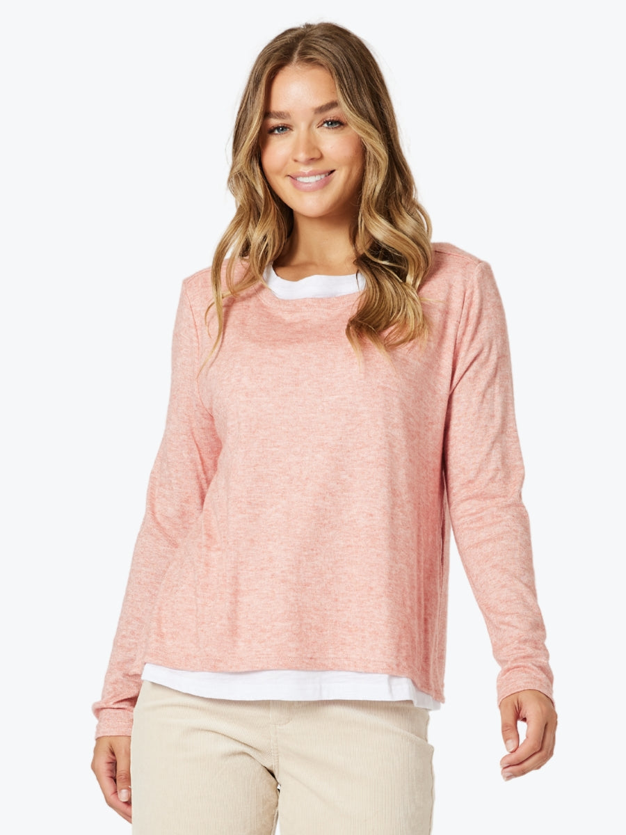 Threadz Alice 2in1 Knit Top in Coral