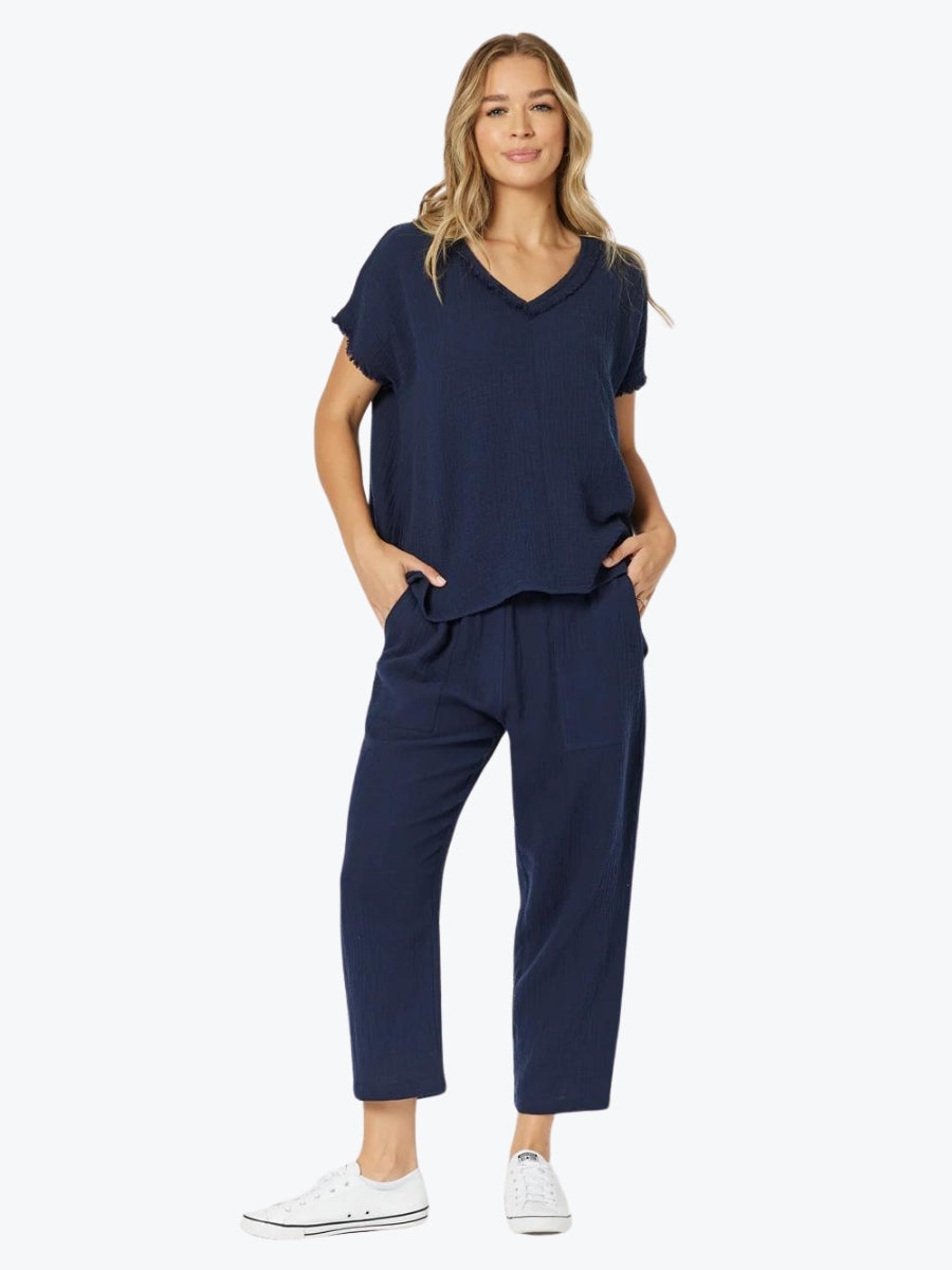 Threadz Byron Cotton V Neck Top 45970