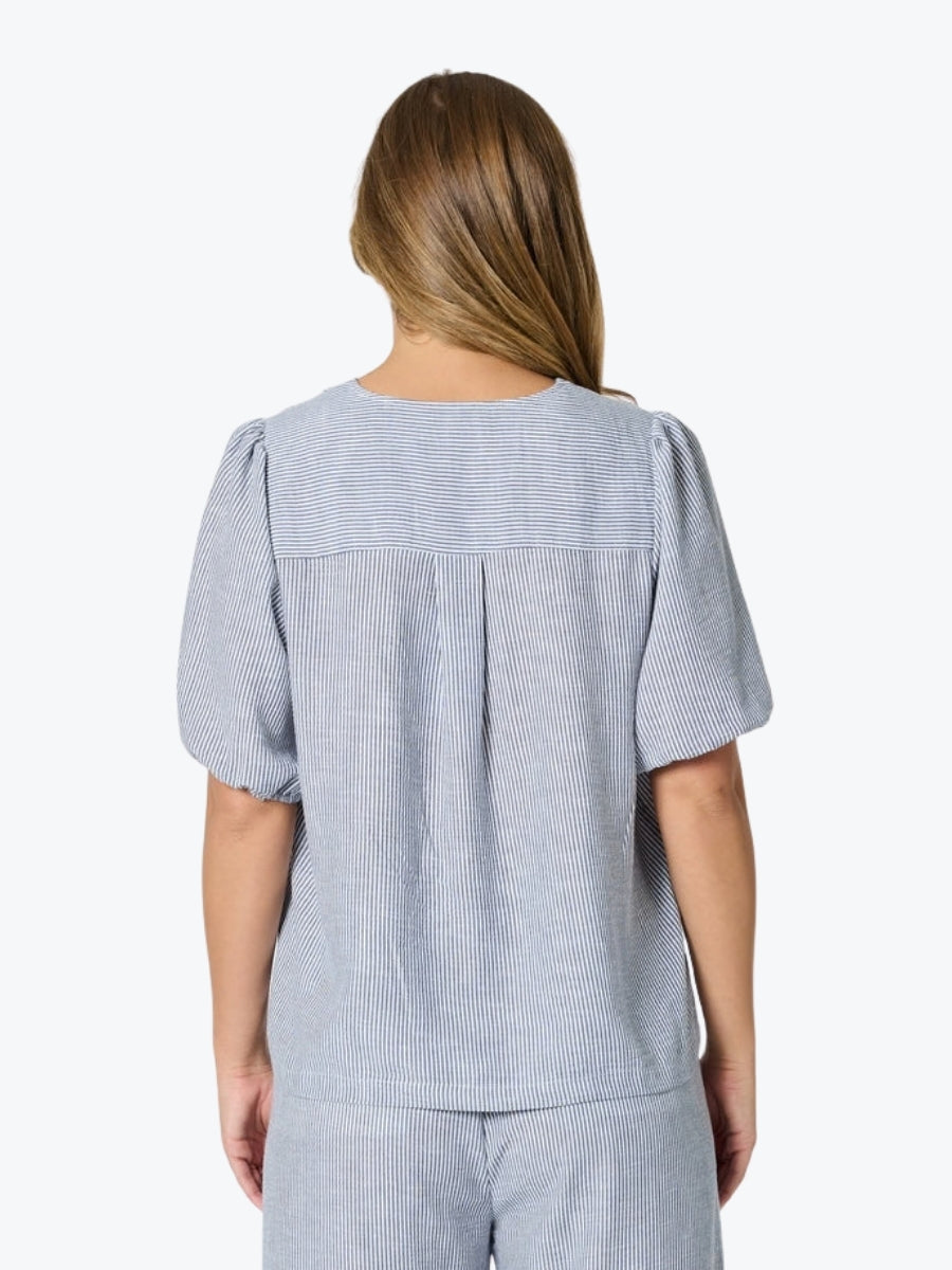 Threadz City Stripe Bow Top | Navy/White