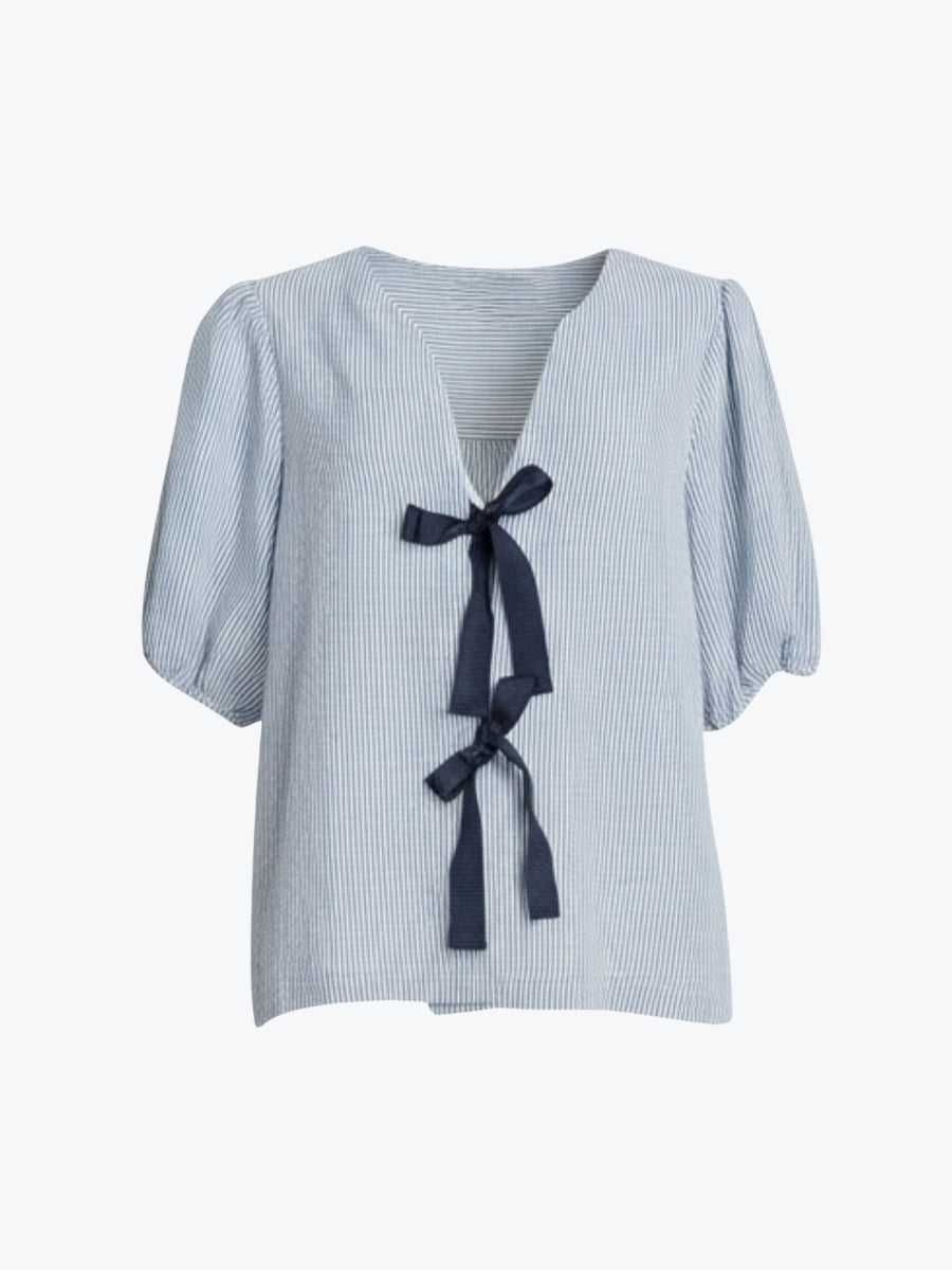 Threadz City Stripe Bow Top | Navy/White