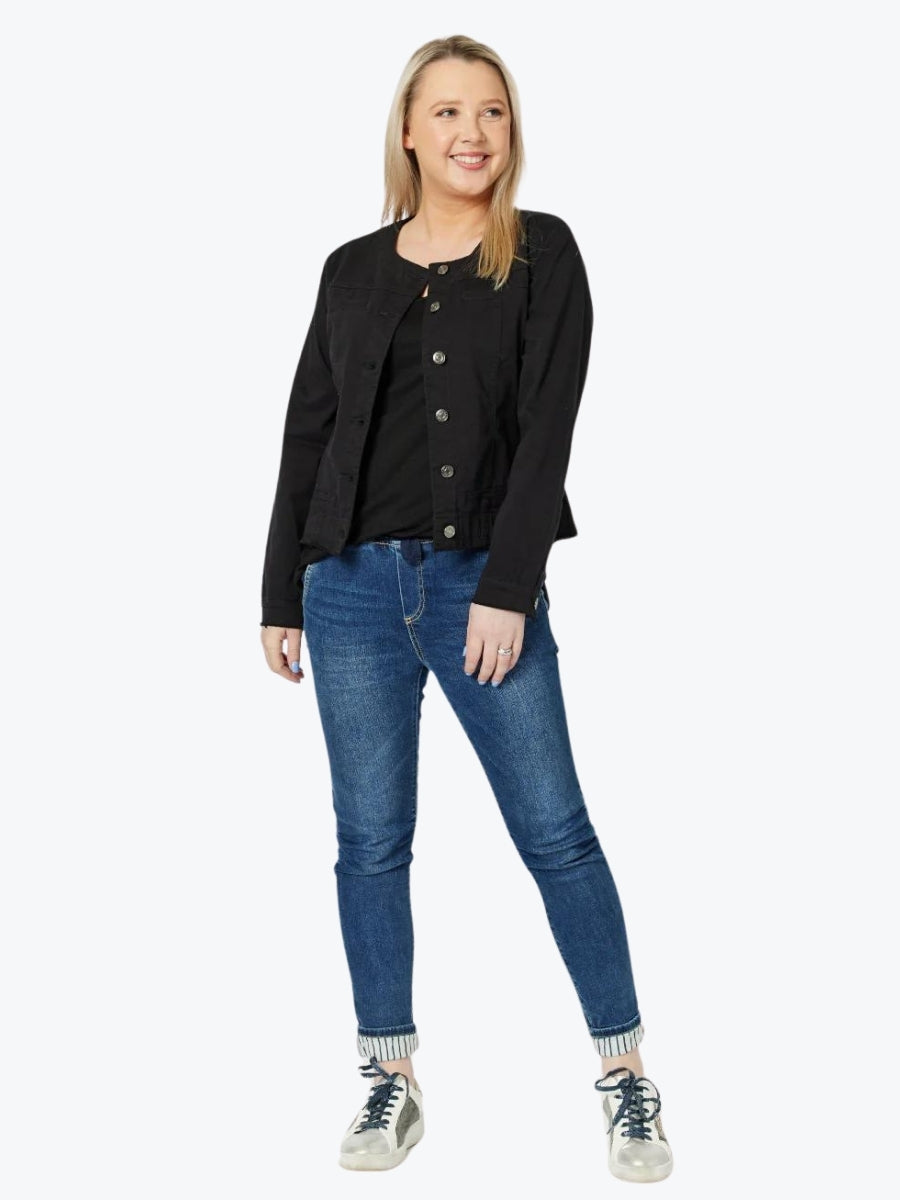 Threadz Collarless Denim Jacket 44271