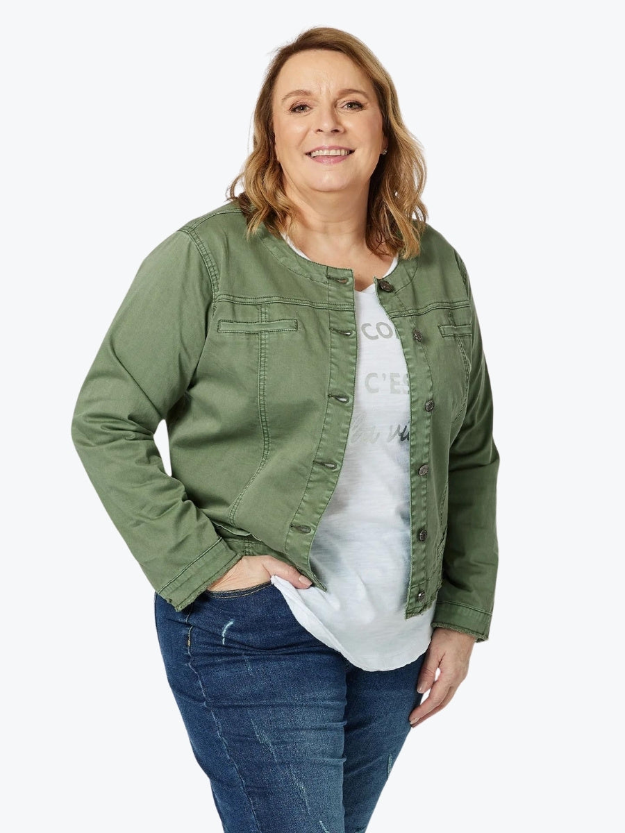 Threadz Collarless Denim Jacket 44271