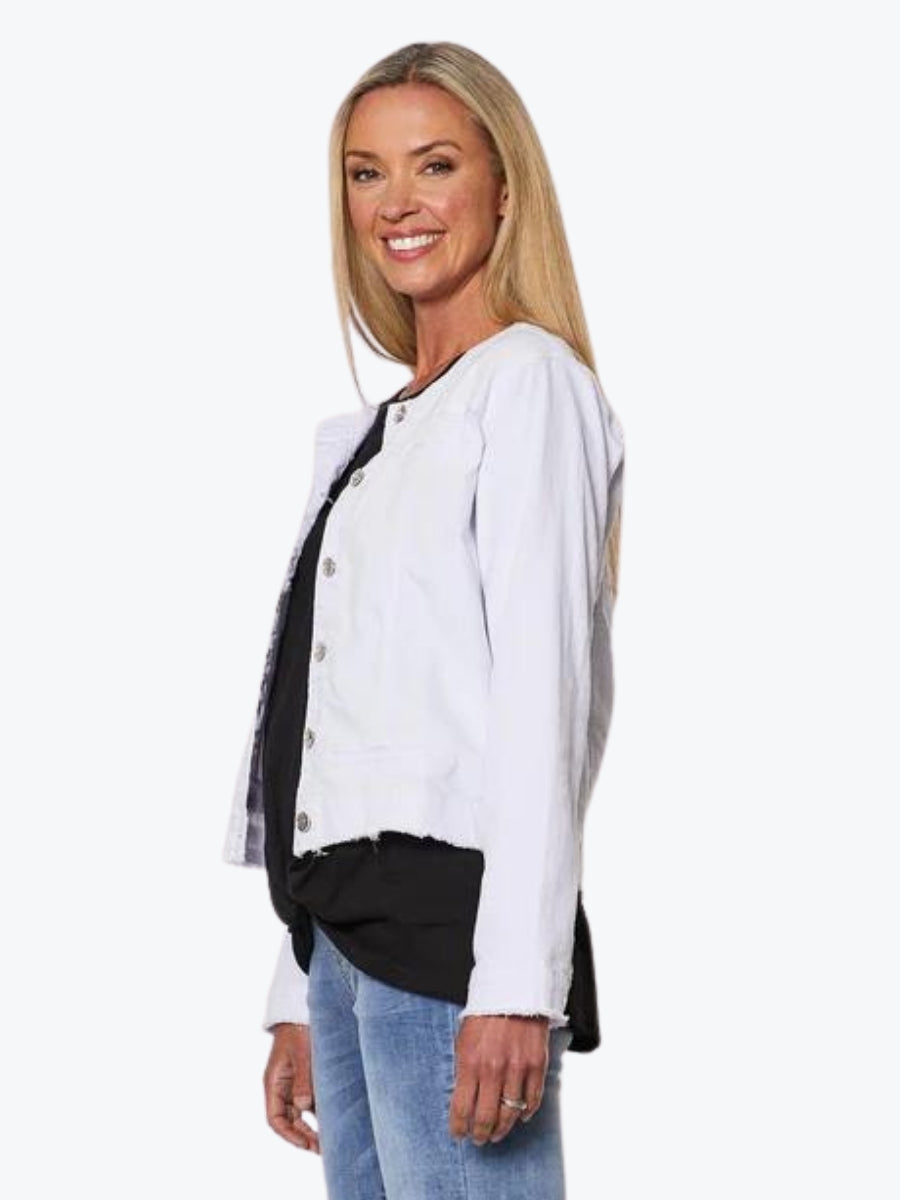 Threadz Collarless Denim Jacket 33049