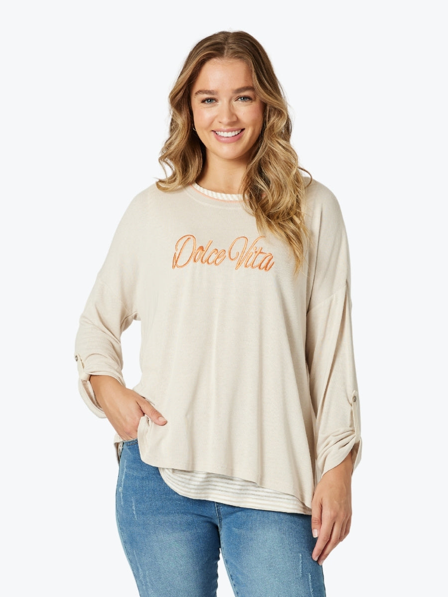 Threadz Dolce Vita 2 in 1 Top in Natural