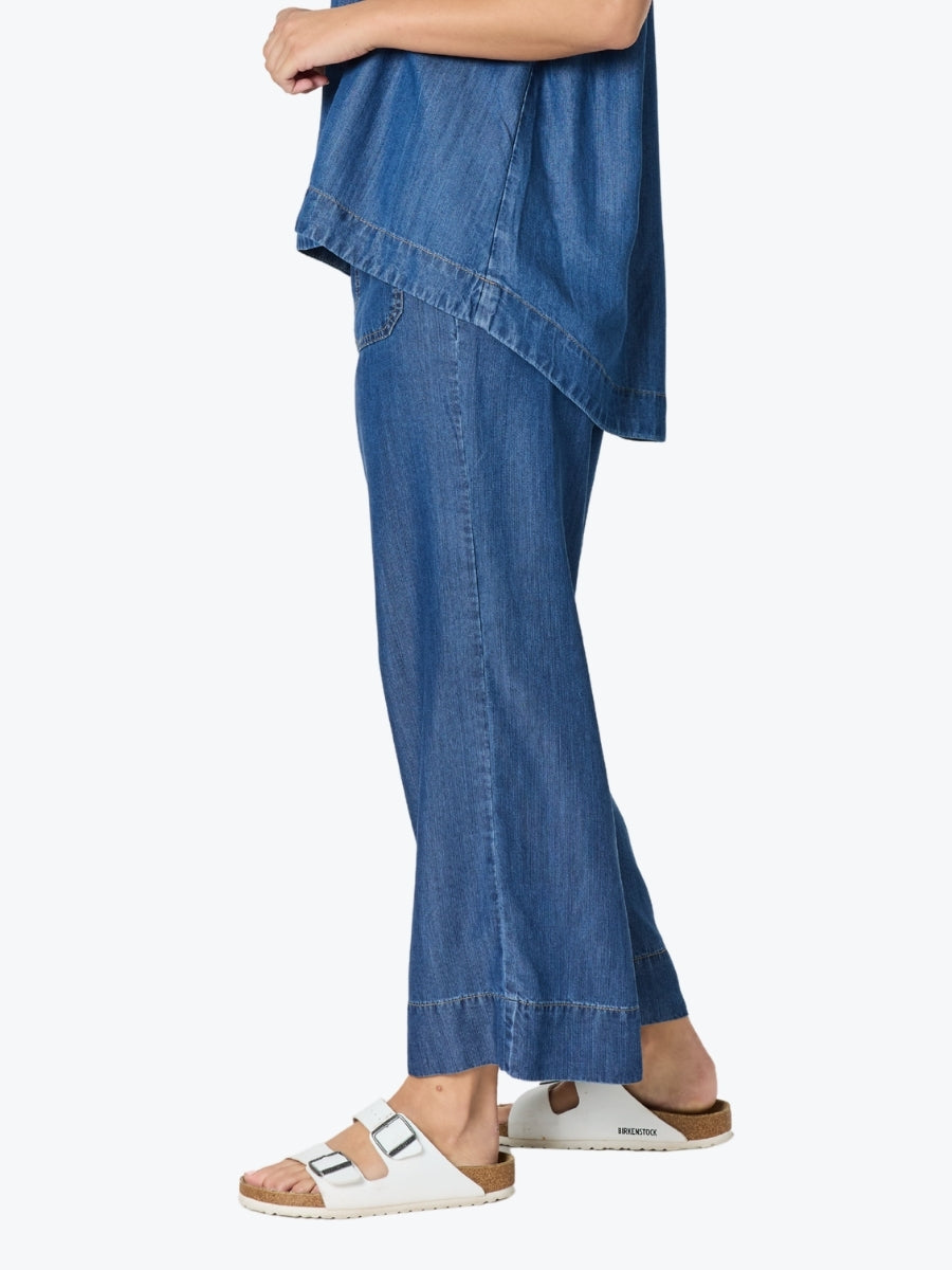 Threadz Dune Carpenter Wide Leg Cropped Pant | Dark Denim