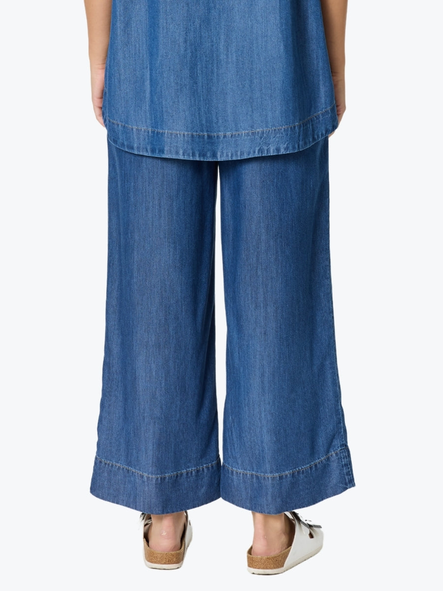 Threadz Dune Carpenter Wide Leg Cropped Pant | Dark Denim