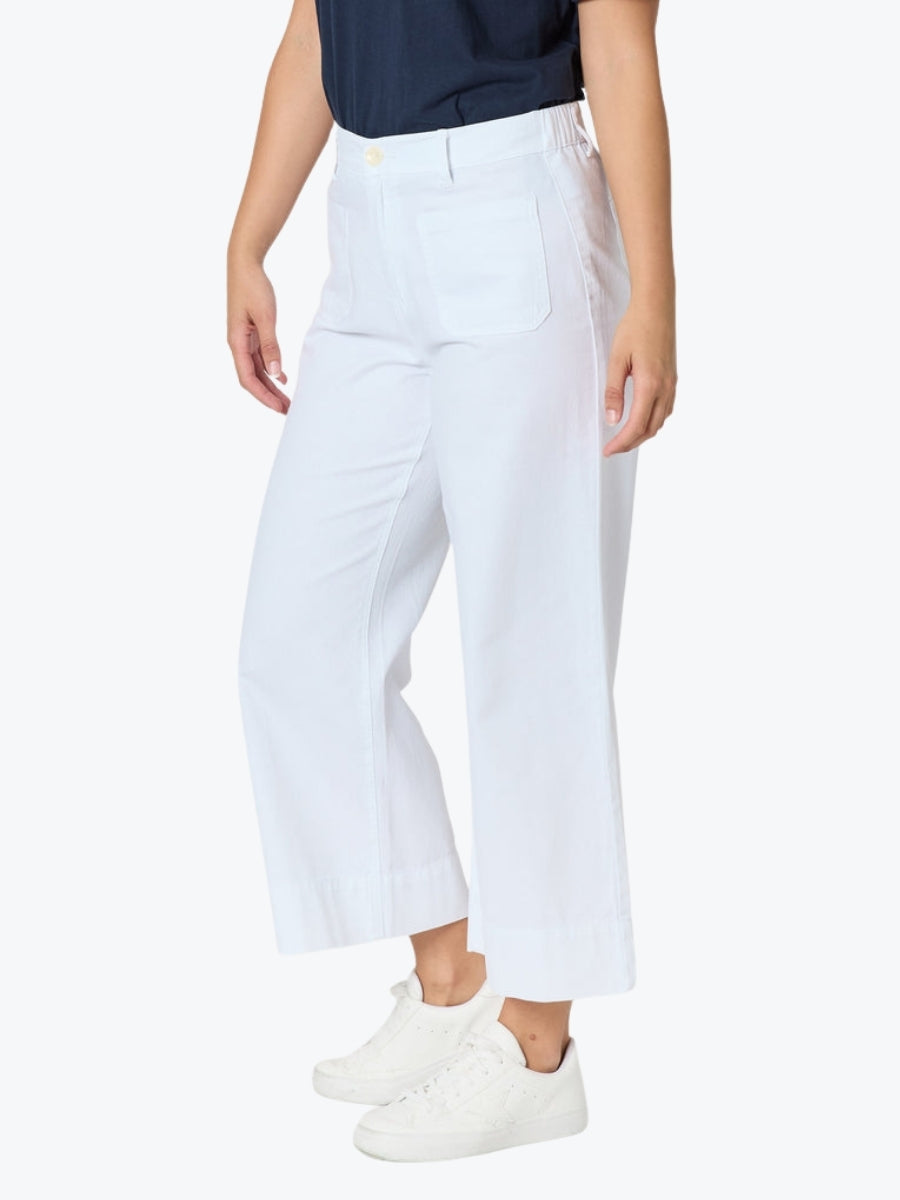 Threadz Dune Carpenter Wide Leg Cropped Pant | White