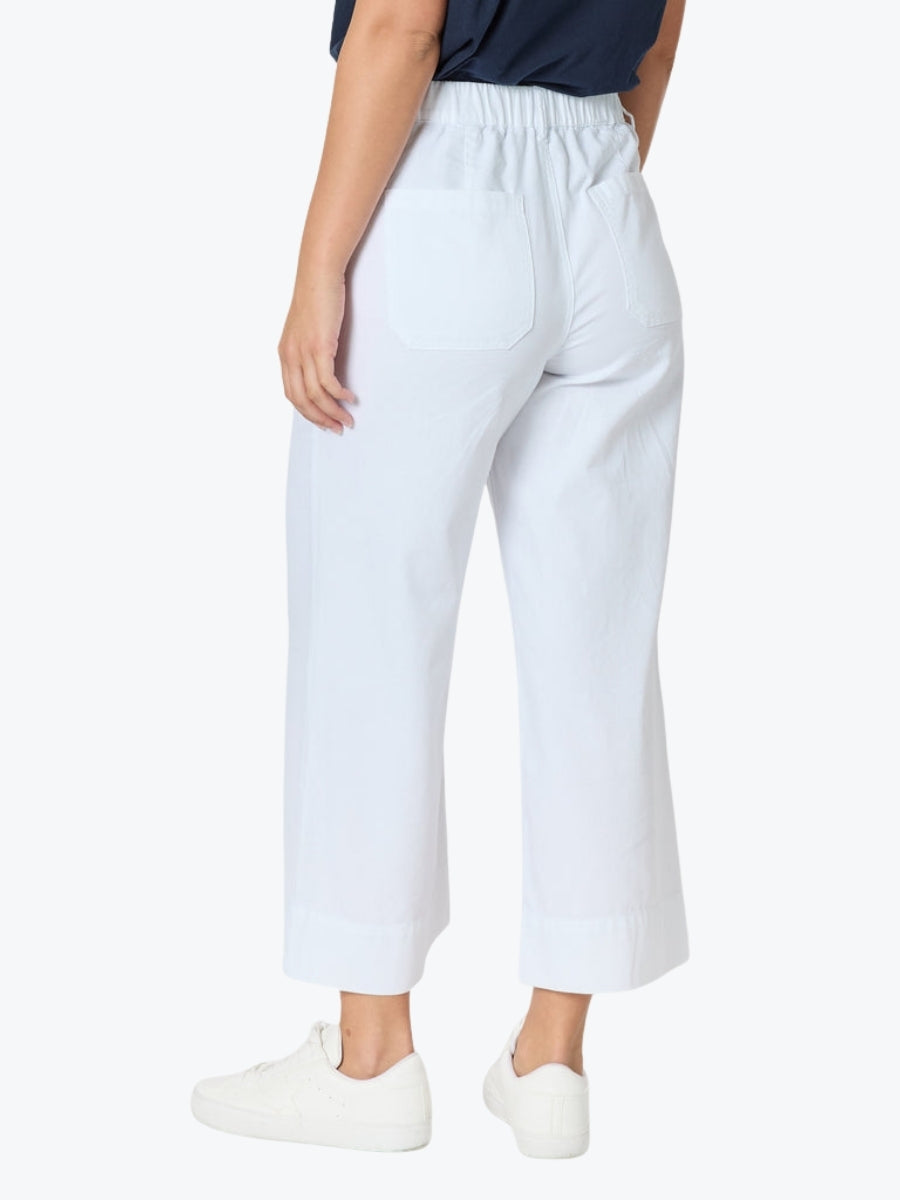 Threadz Dune Carpenter Wide Leg Cropped Pant | White