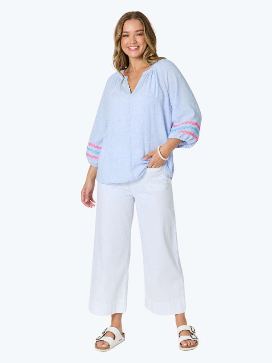 Threadz Dune Carpenter Wide Leg Cropped Pant | White
