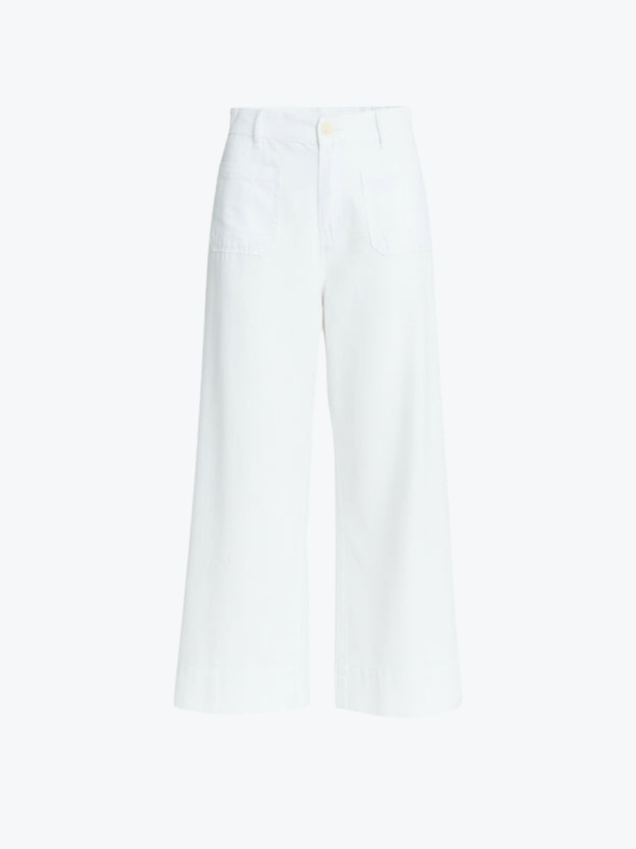 Threadz Dune Carpenter Wide Leg Cropped Pant | White