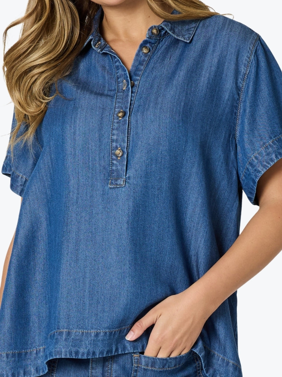 Threadz Dune Denim Top | Dark Denim