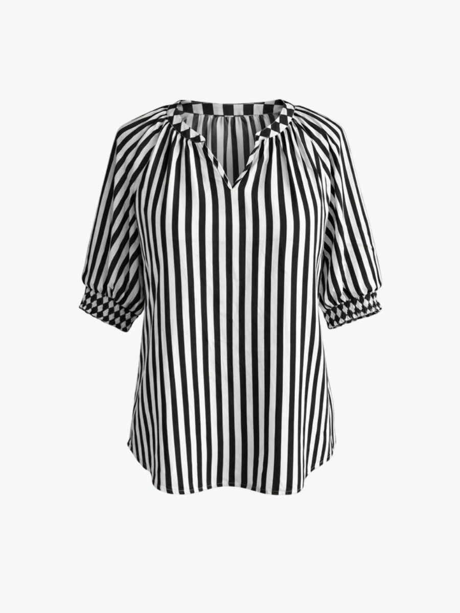 Threadz Harlequin Stripe Print Tunic | Black/White
