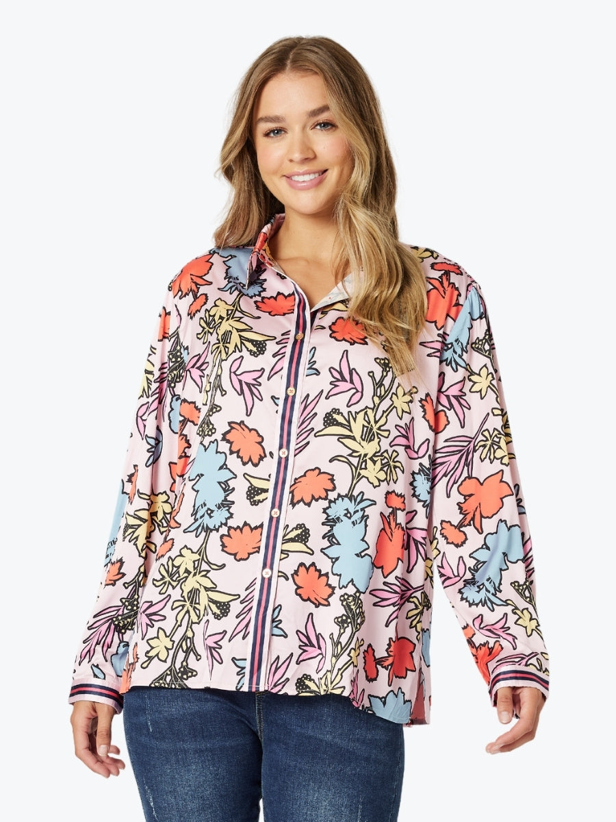 Threadz Maddox Floral Shirt in Pink Multi