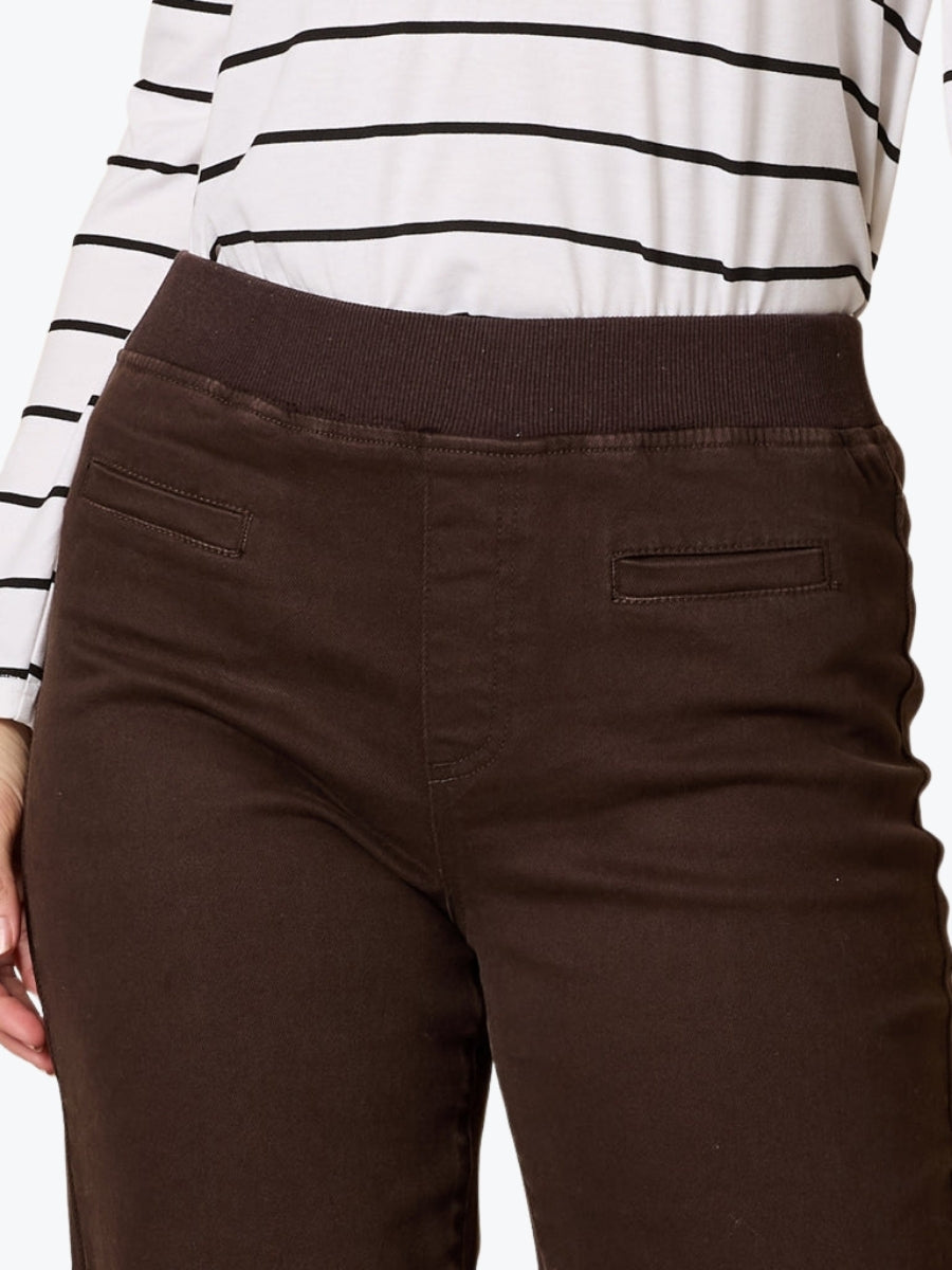Threadz Maddy Pull On Wide Leg Jean 45296 | Chocolate