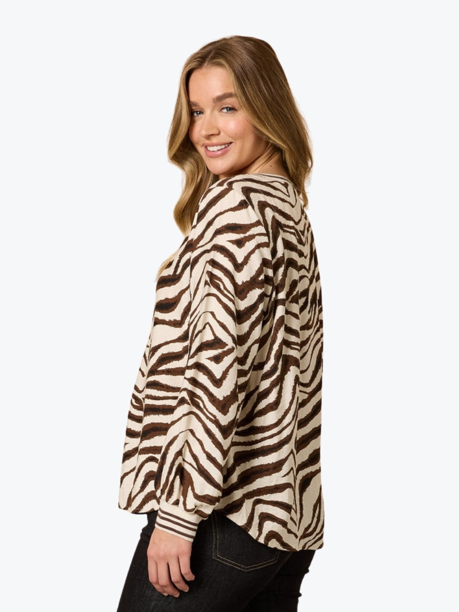 Threadz Metropolitan Animal Print Top 48887 | Natural Multi