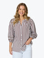 Threadz Montecito Stripe Top | Coffee/White
