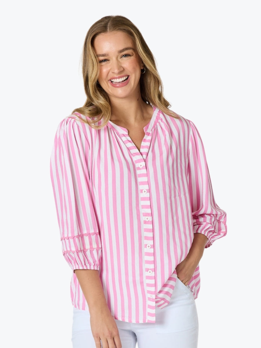 Threadz Montecito Stripe Top | Lipstick White