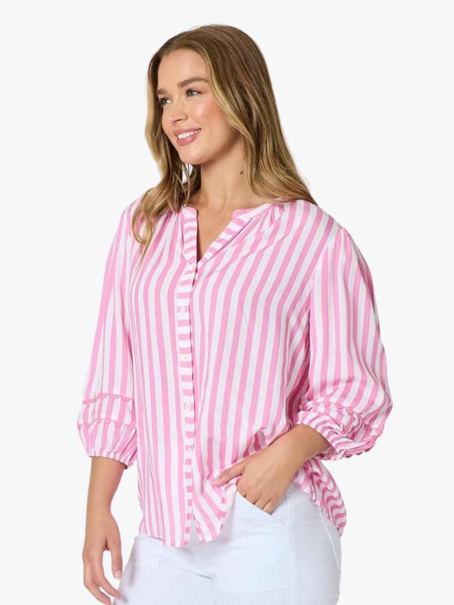 Threadz Montecito Stripe Top | Lipstick White