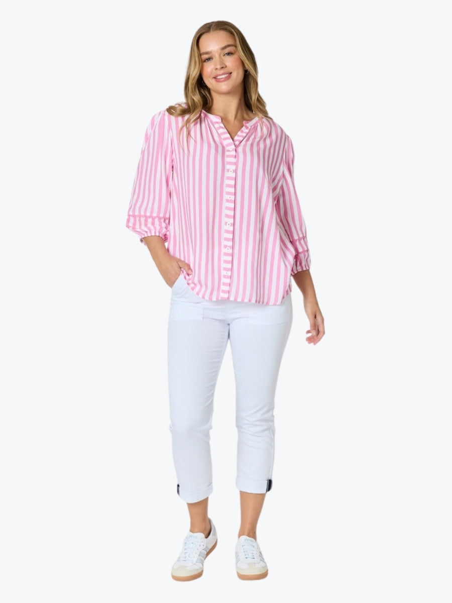 Threadz Montecito Stripe Top | Lipstick White