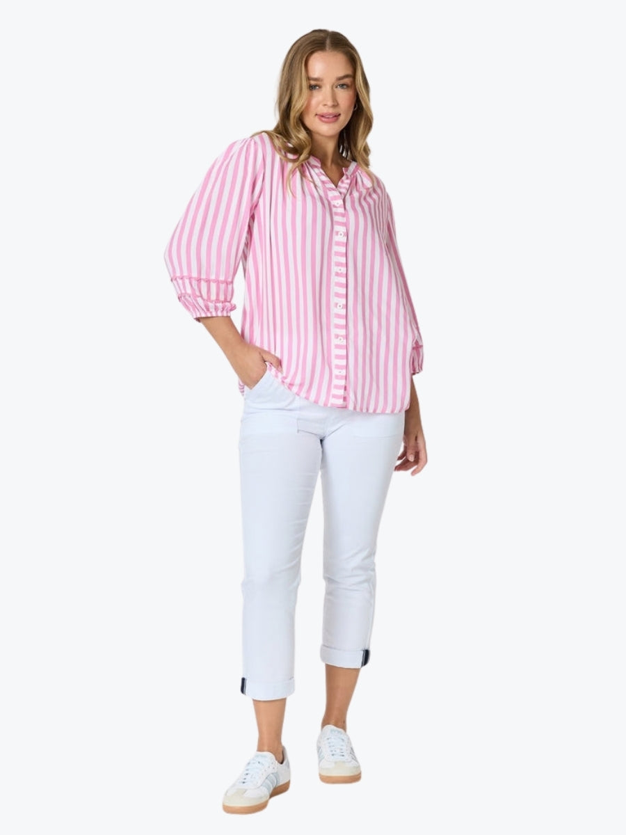 Threadz Montecito Stripe Top | Lipstick White