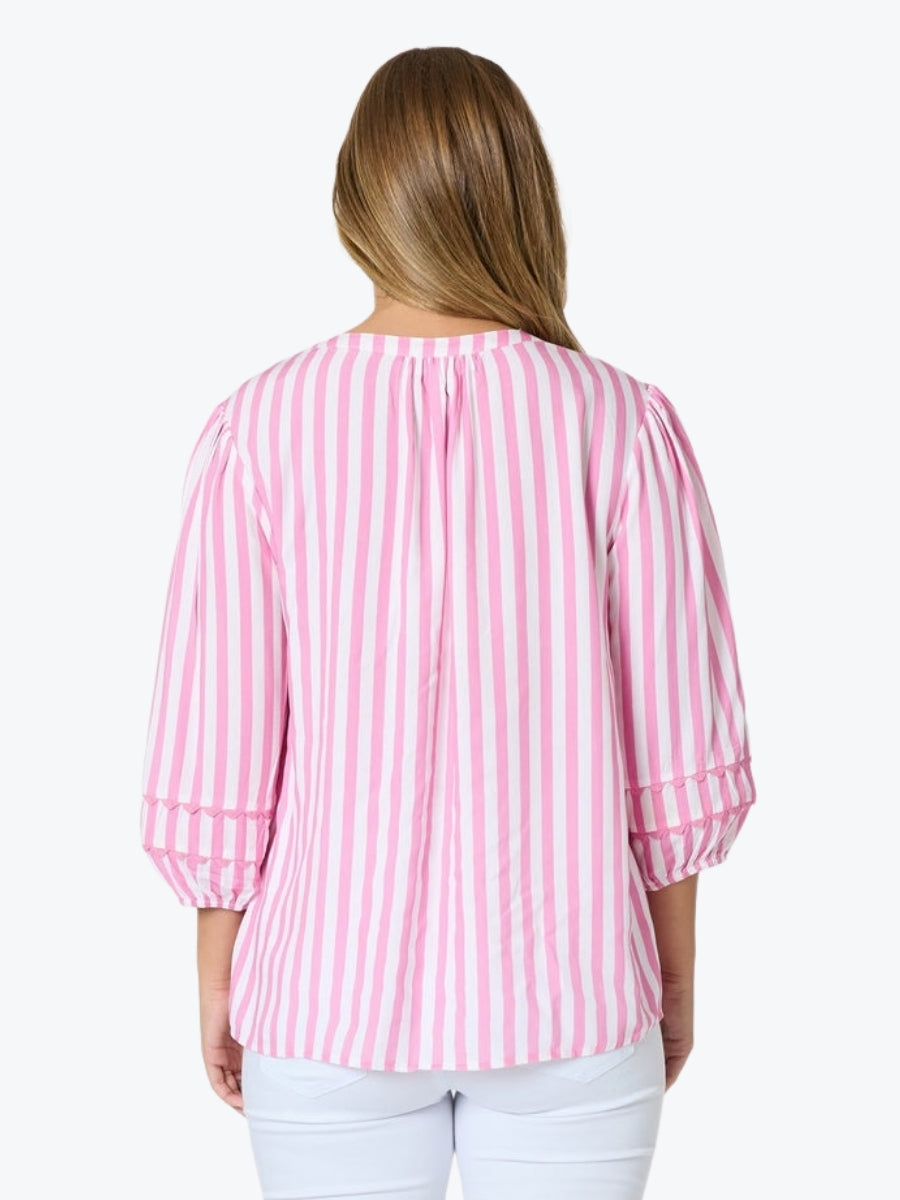Threadz Montecito Stripe Top | Lipstick White