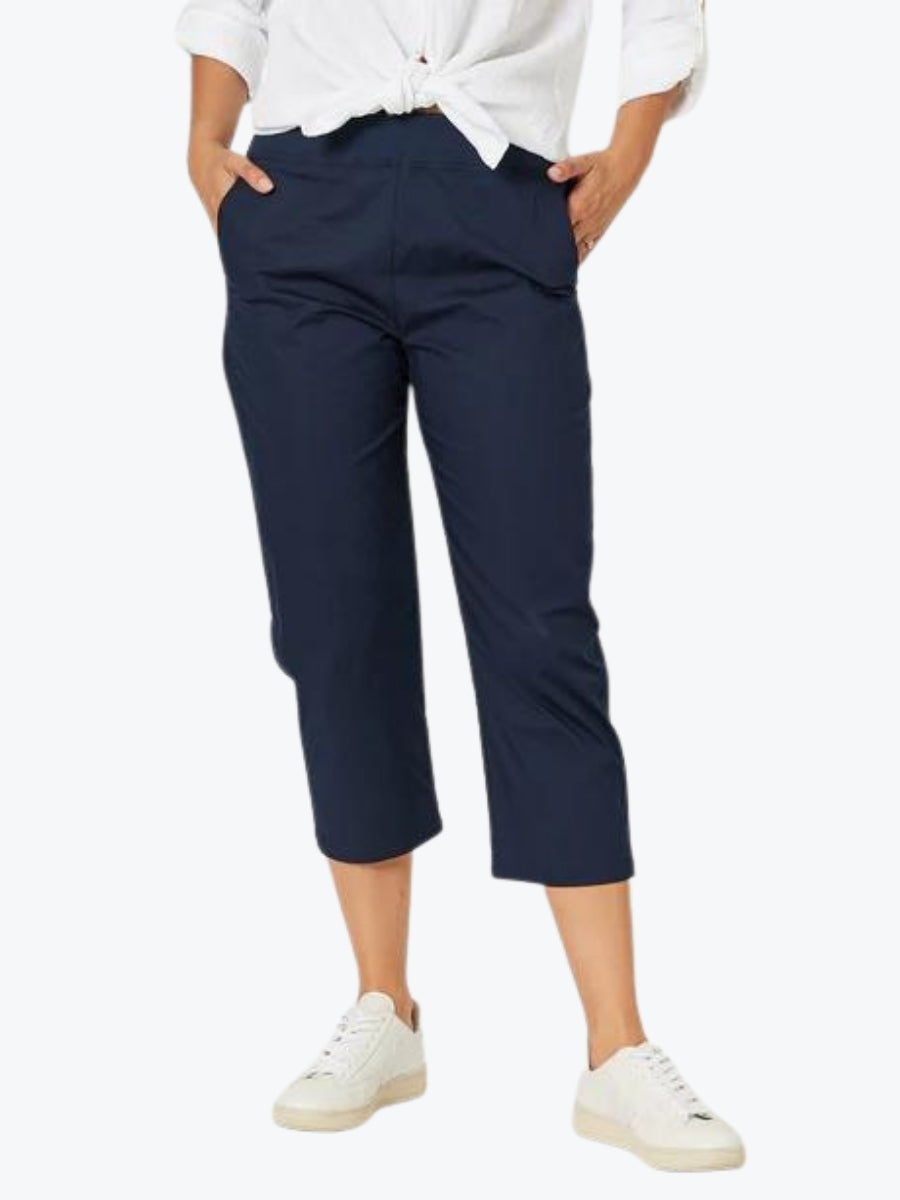 Threadz Santorini Cotton Crop Pant Navy Black White Natural