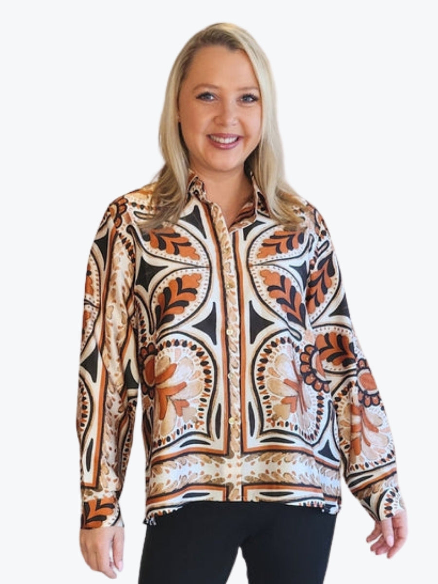 Threadz Studio Floral Shirt in Chocolate Multi