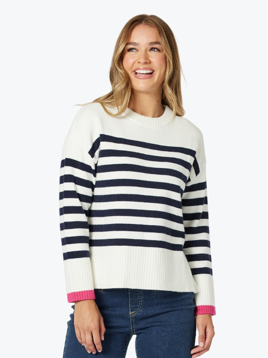 Threadz Tempo Knit in Navy/White