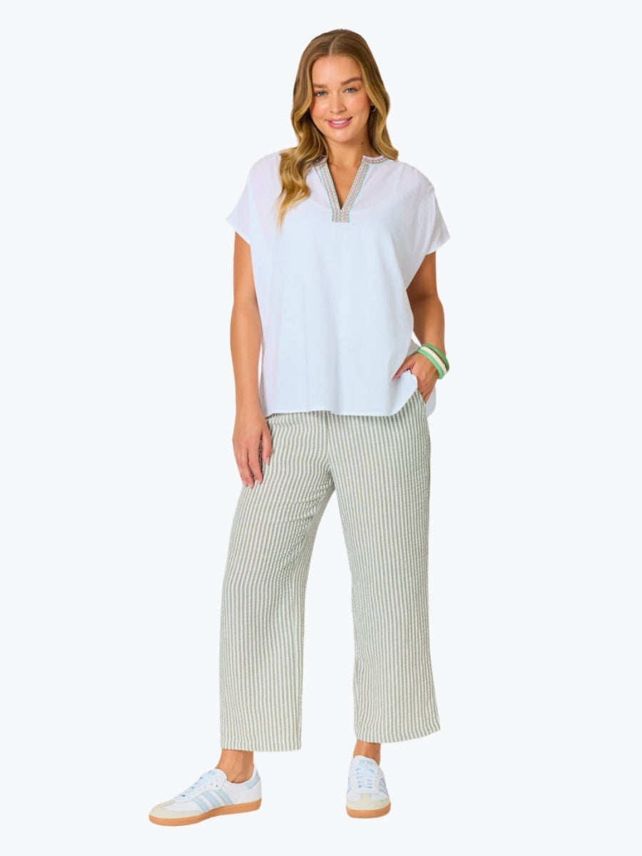 Threadz Urban Stripe Pant | Olive White